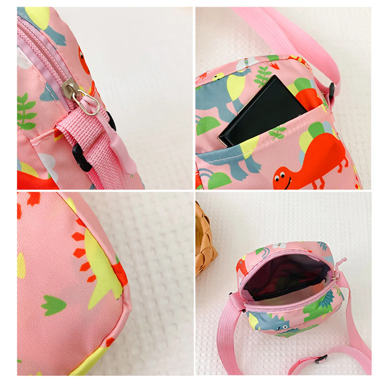 Mochila de impressão de dinossauro dos desenhos animados para crianças, Cute Crossbody Waist Bag, Bolsa de dinheiro, Fanny Baby Belt