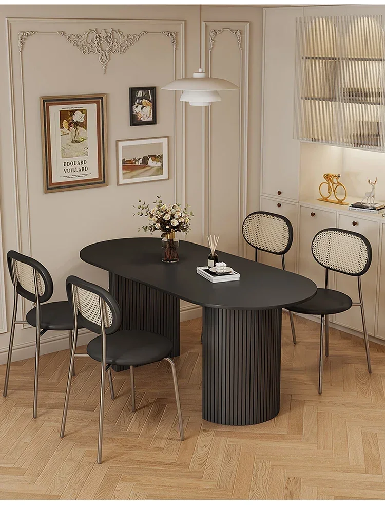 N لوحة حجرية إيطالية طاولة طعام خفيفة فاخرة وبساطة طاولة طعام بولغاري بيضاوية مجموعة طاولات وكراسي لتناول الطعام #6