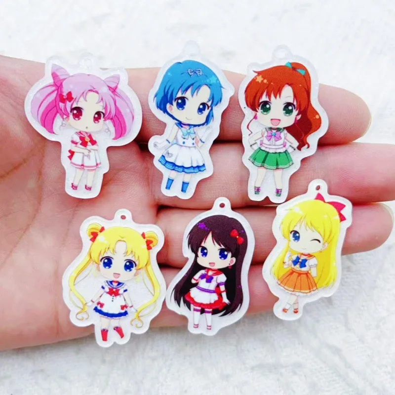 10 piezas de accesorios acrílicos de dibujos animados para pendientes, pulseras, llaveros, colgantes DIY pequeños