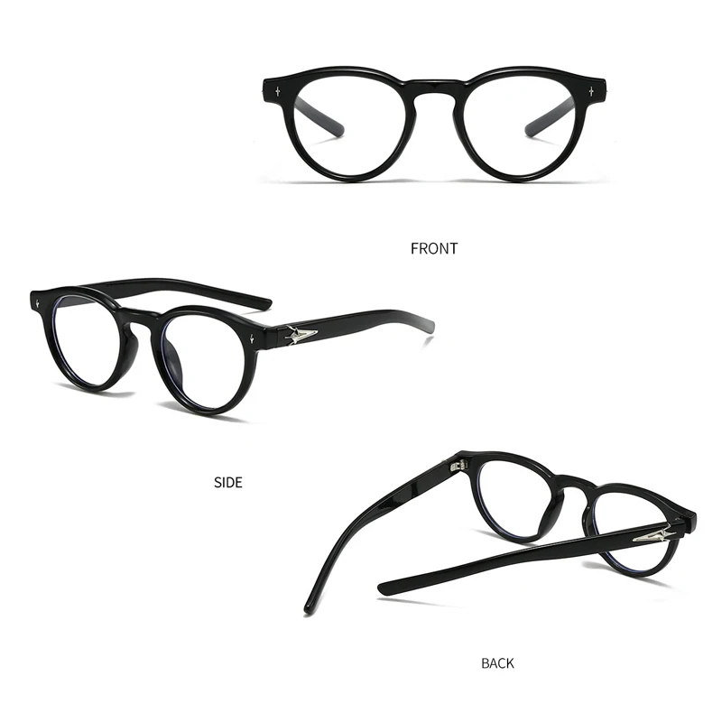 Fashion Round Anti Blue Light Blocking Glasses Men Women Trendy Stars Decoration Frame Accessory Eyewear Outdoor Eyeglasses view 6