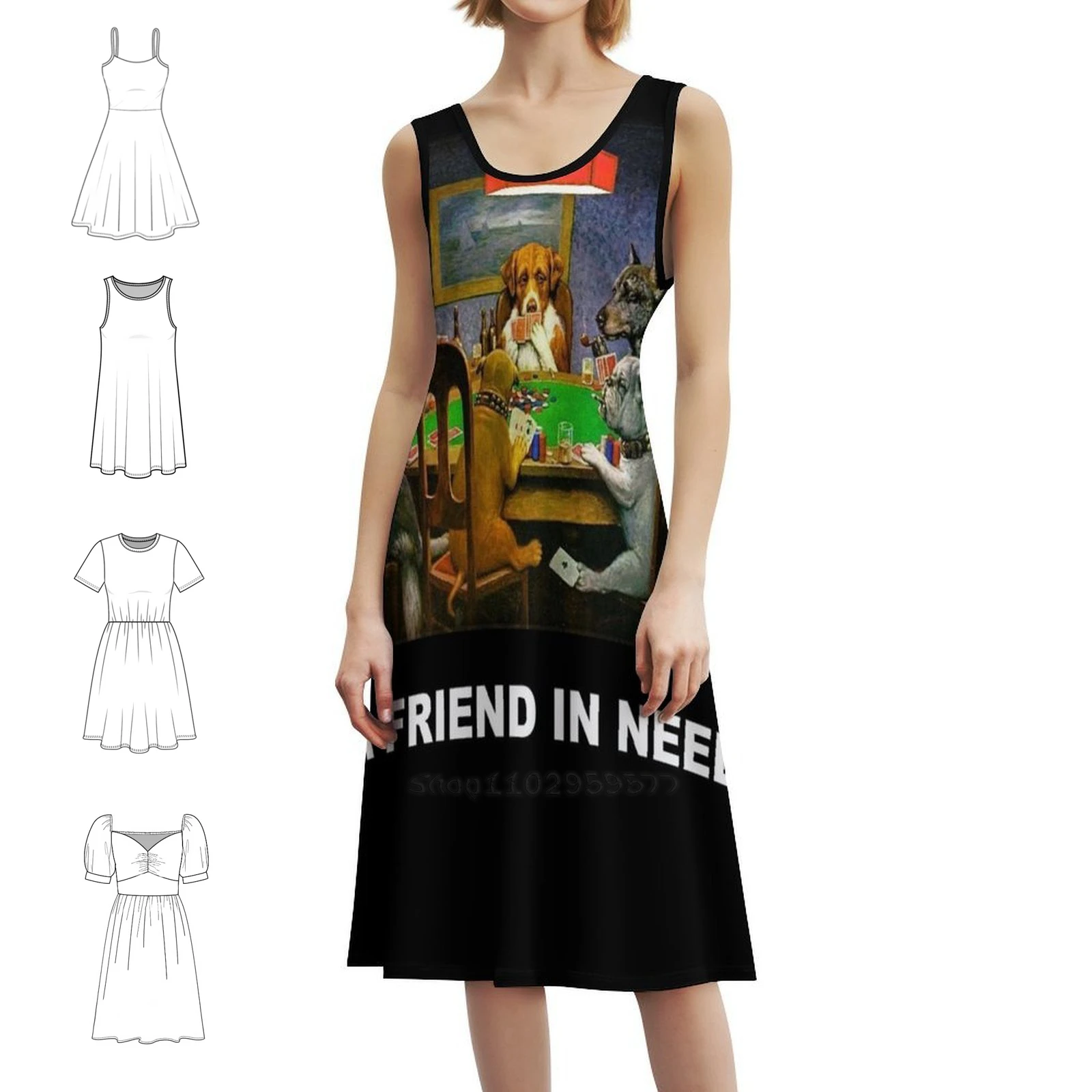 

Dogs Playing Poker A Friend In Need Sweetheart Neckline Dress Elegant Summer Party Dress For Women Dogs Playing Poker Classic
