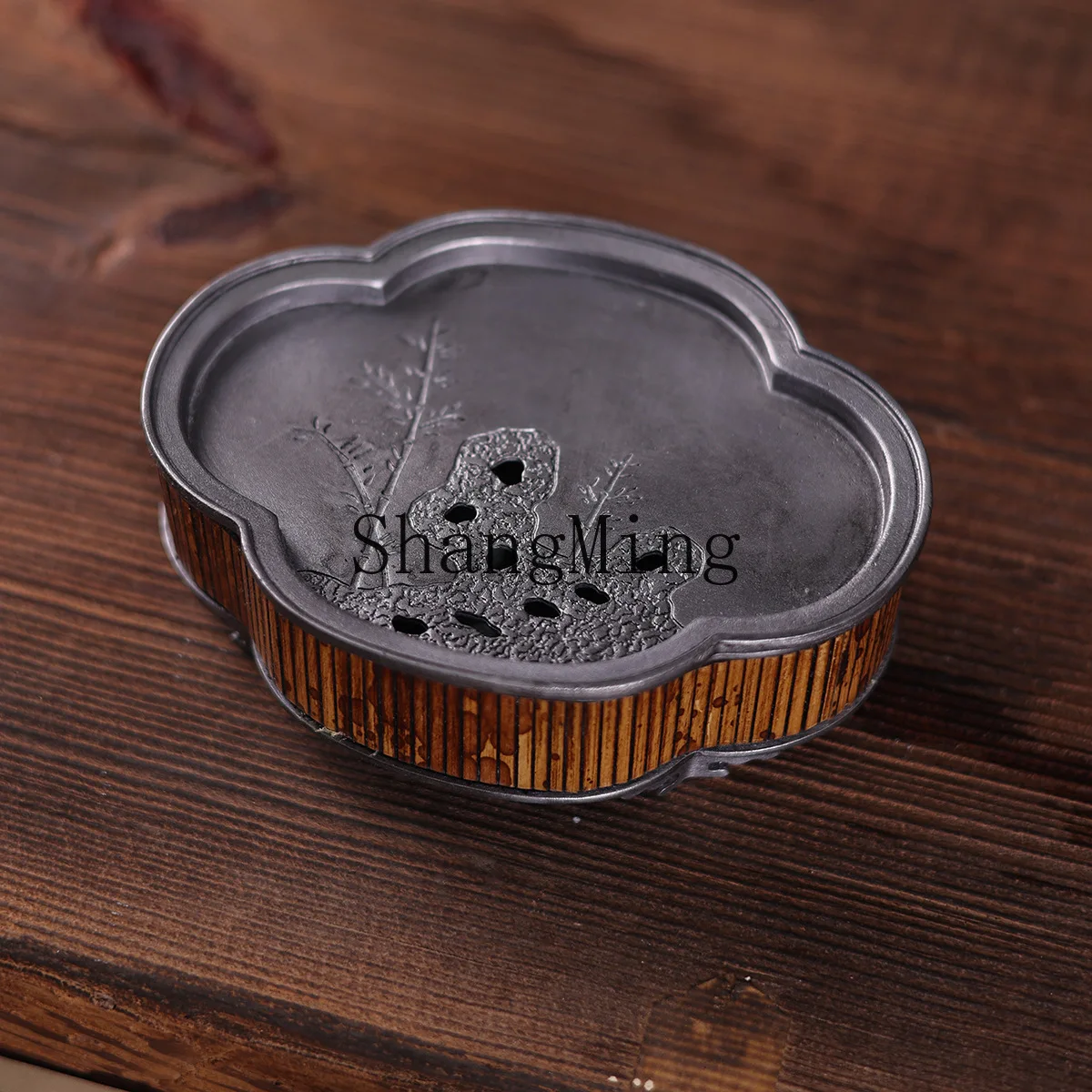 

PYH old tin pot bearing pure tin teapot holder water storage tea tray cover bowl bottom support pad water dry soaking tin tray