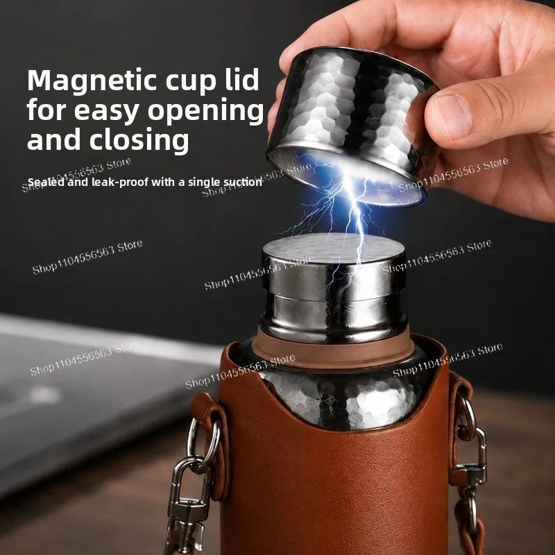 Pure Titanium Hammer Pattern High-grade Thermos Cup Tea Separation Outdoor Stewed Teacup Large Capacity with Cup Cover