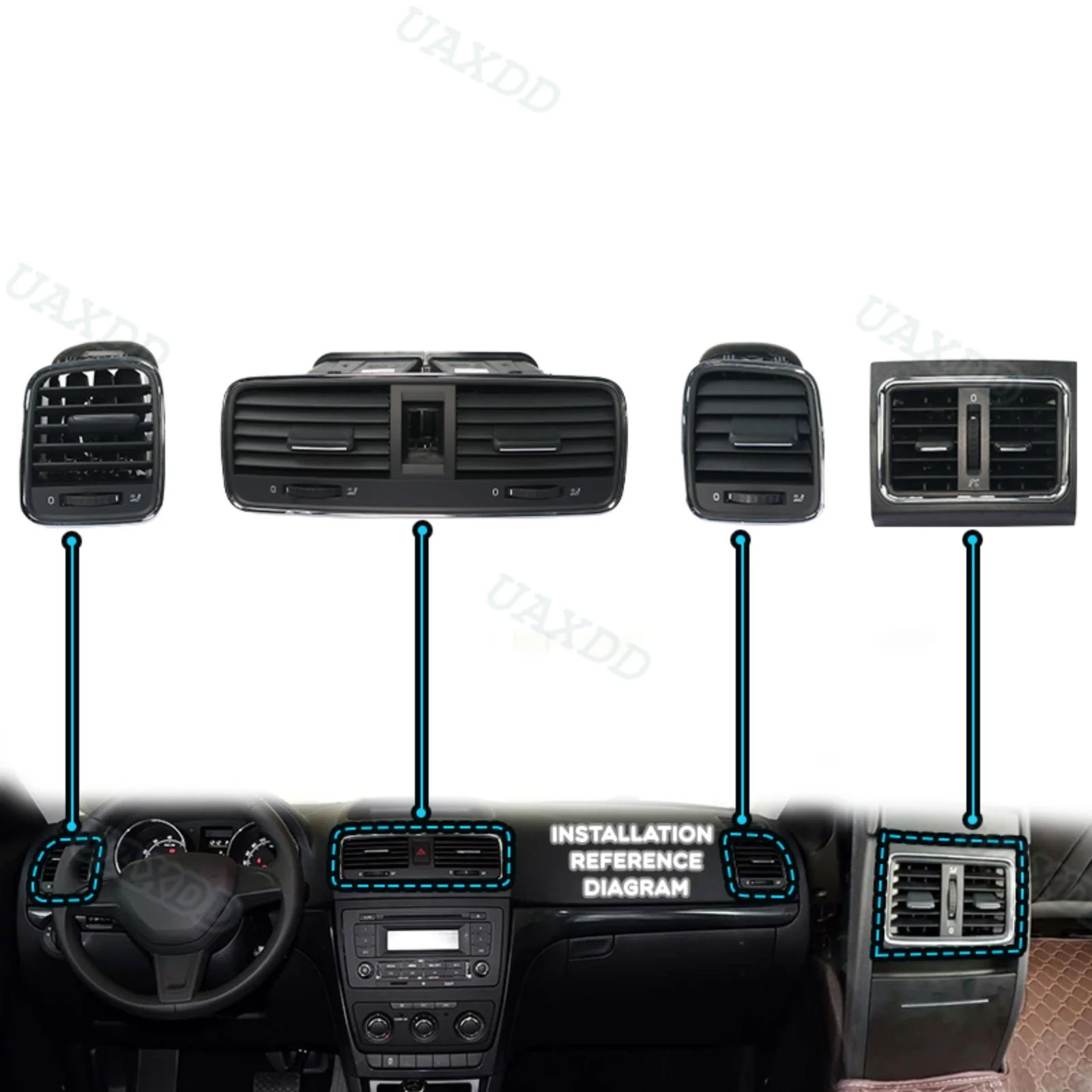 Air Conditioning Assembly Parts For 2014-2018 Skoda Yeti Ventilation HVAC Nozzle Vent Car Kit Automotive Grille Outlet Equipment