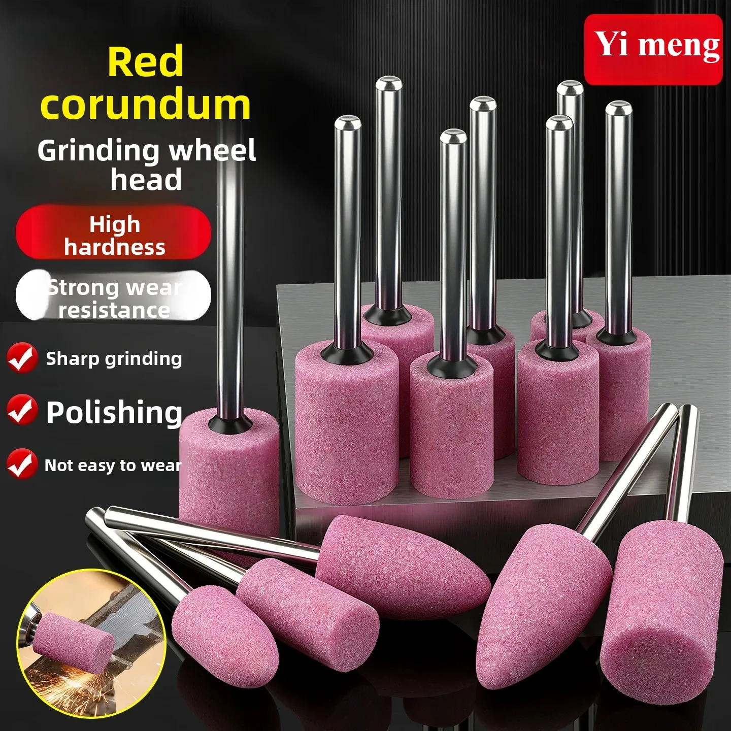 Red Corundum Small Grinding Wheel Head Firestone Type Grinding Rust Removal and Polishing 3mm Electric Grinding Head