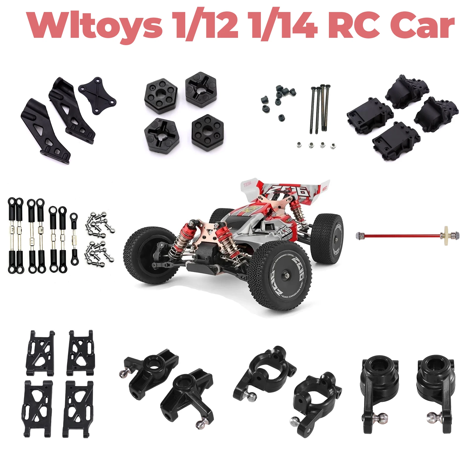 Wltoys 144001 144002 144010 124007 124016 124017 124019 Conjunto de varillaje de dirección y servomotor para coches RC, piezas de repuesto