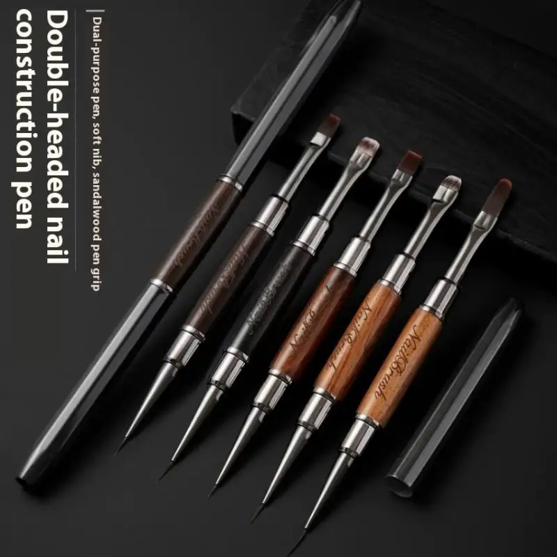 Doppelköpfiger Pinsel Nagelkonstruktionsstift Sandelholz-Linienstift für Nagelkunst Hochwertiger Malstift Nagelwerkzeuge – Detail 3