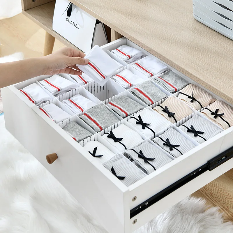 4Pcs Drawer Organizer Divider Thickened Dividing Board Free Combination Partition Storage Underwear Socks Makeup Sundries