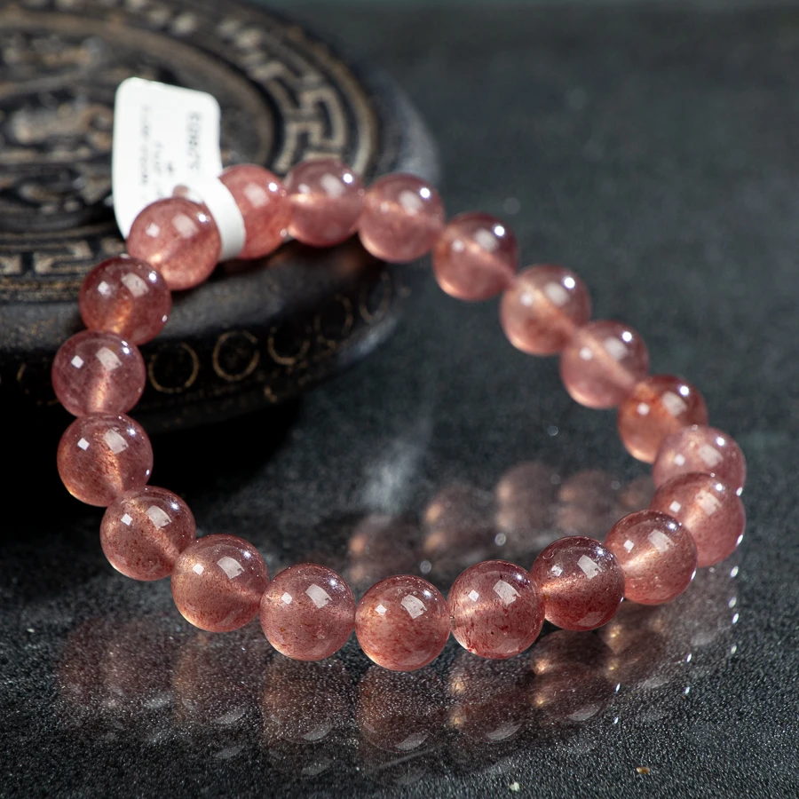 TIMESWIND أصيلة 7A-نوع الفراولة كريستال الوردي 10 مللي متر مطرز محظوظ الحب المرأة سوار غرامة مجوهرات مع شهادة