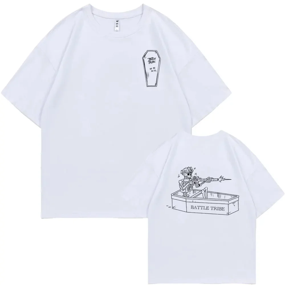 Forward Observations Group Battle Tribe From The Grave Pull Over Graphic T-shirt Men Vintage Skeleton Tshirt Male Oversized Tees