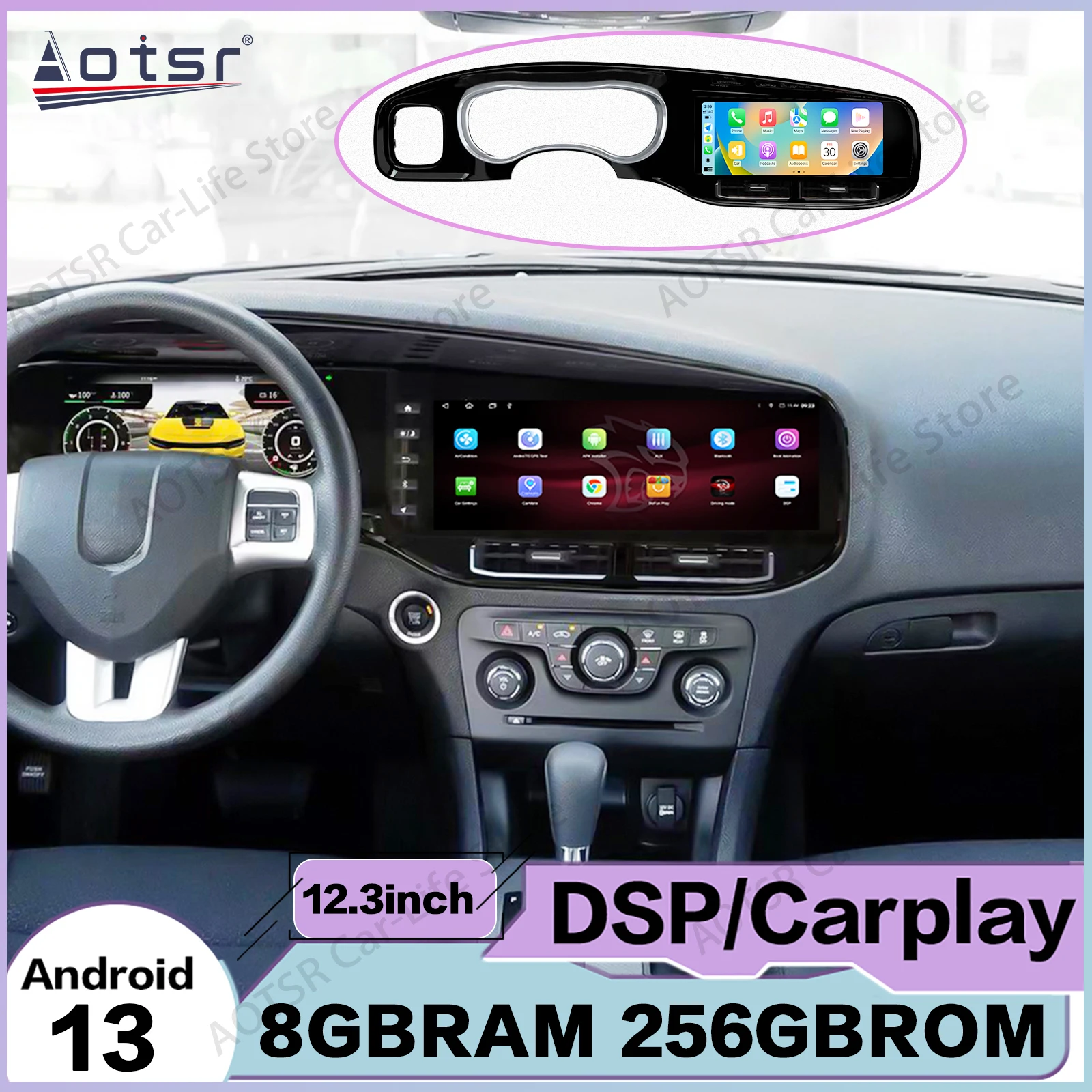 Android 13 For Dodge Charger 2011~2019 Automotive Multimedia Stereo Car Radio Car Intelligent System GPS Navigation Head Unit