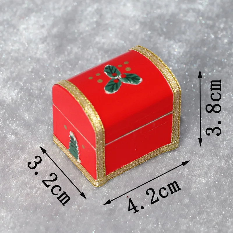 

1:12 Miniature Furniture Craft Model Doll House Accessories Wooden Red Christmas Gift Box Dollhouse Ornament Creative Toys