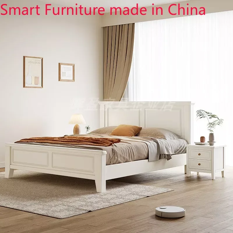 

Кровать в скандинавском стиле, белая, из массива дерева, современная, простая, 1,8 м, двойная, 1,5 м