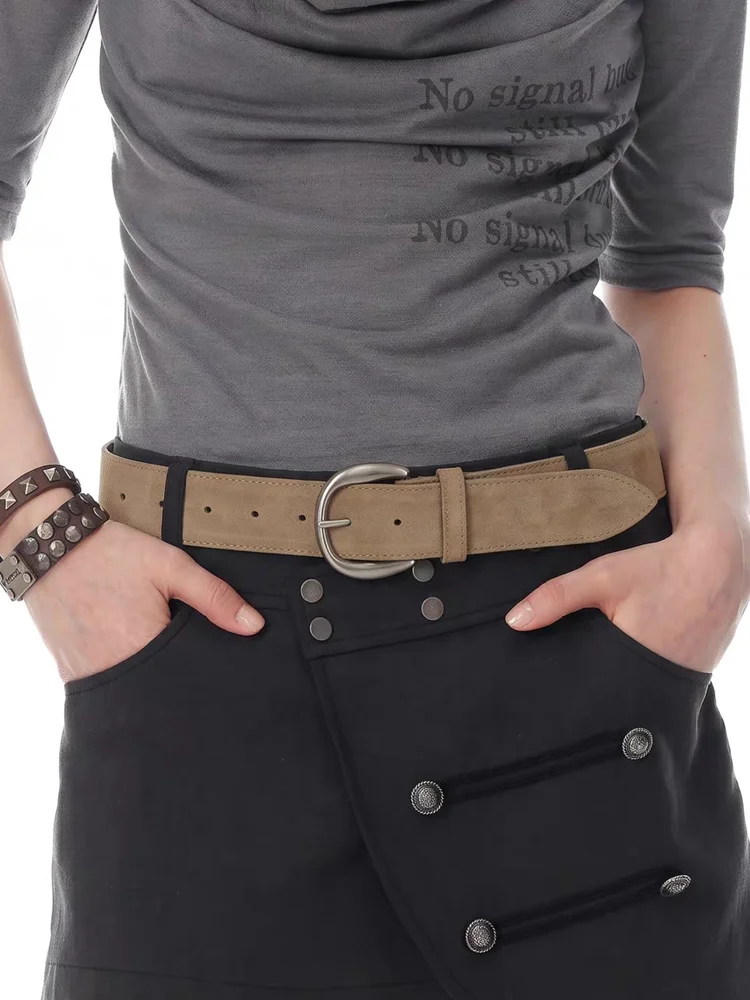 Brown Fashion Advanced Elegant Retro Genuine Leather Women Wide Belt Pin Buckle Casual Waist Belt For Jeans Dress Coat