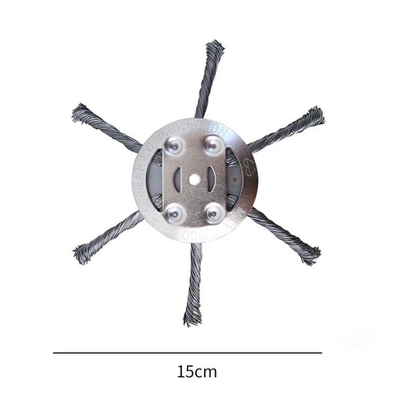  Weed Brush Head Steel Wire Wheel Grass Trimmer Head Removal Moss Rust Lawn Mower Grass Brush Disc Weed Brush Trimmer Heads image 6