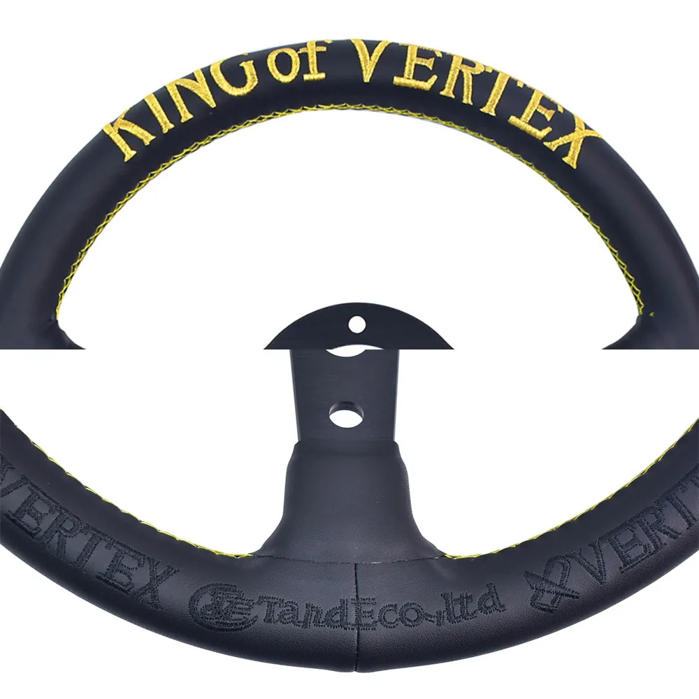 KING OF VERTEX Gold Version Steering Wheel 320mm 6 Bolt Black Rround Embroidery Racing Steering Wheel with TE and VERTEX Logo view 5
