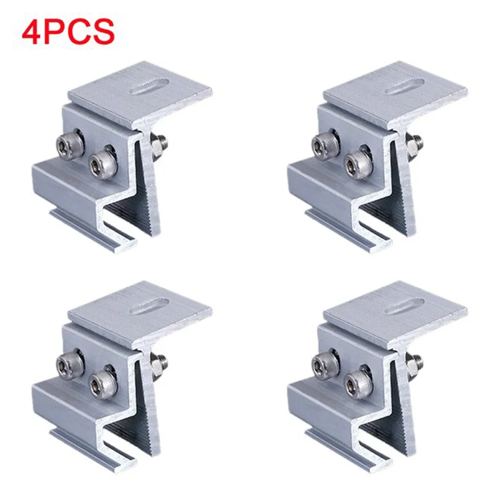 

4pcs Solar Panel Clamp For RVs Houses Boats Roof Mounting Bracket Fixing Clips Aluminum Alloy Without Rough Edges Burrs Clamps