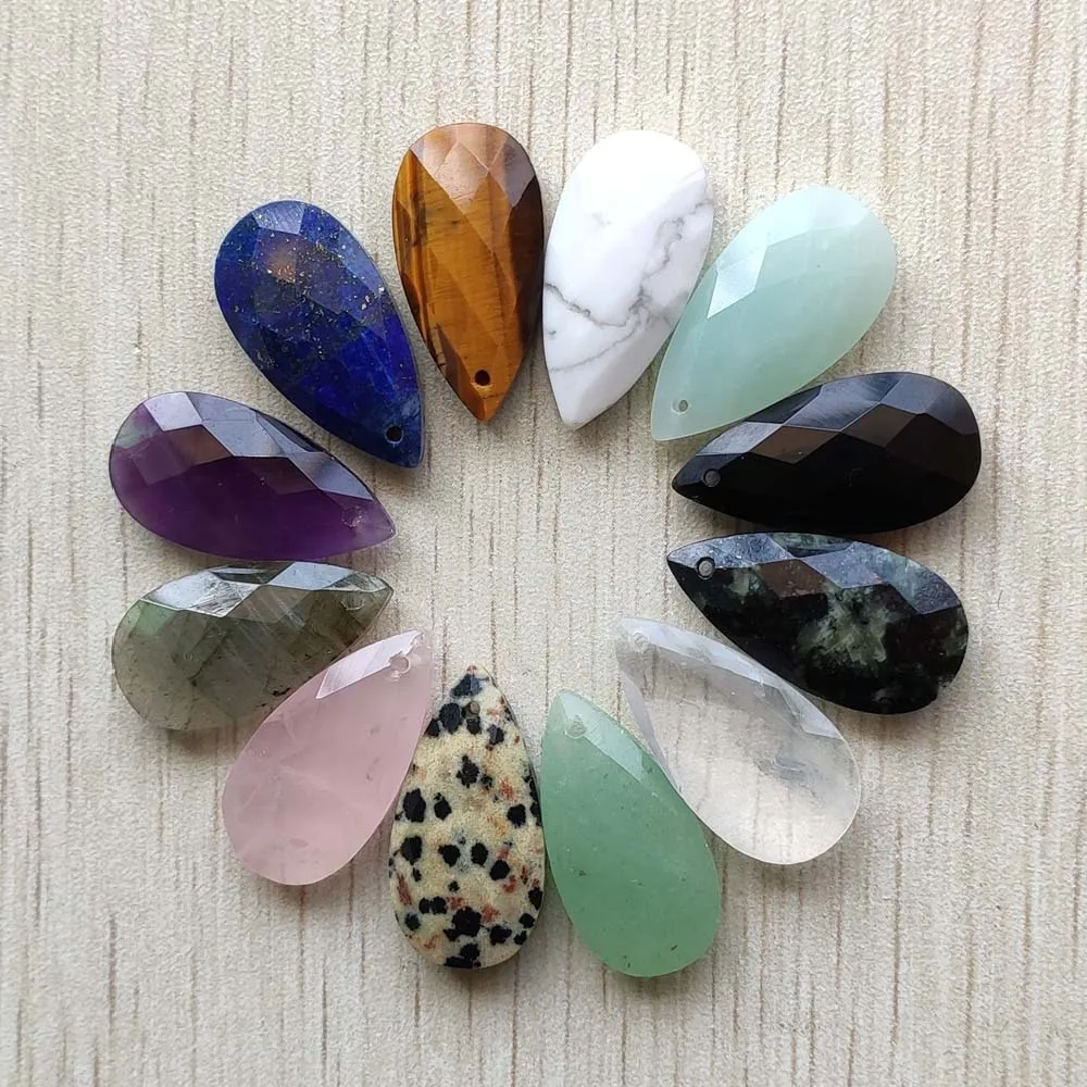 

New Beautiful Natural gemstone mix water drop charms diy jewelry pendants accessories making free shipping Wholesale 12pcs/Lot