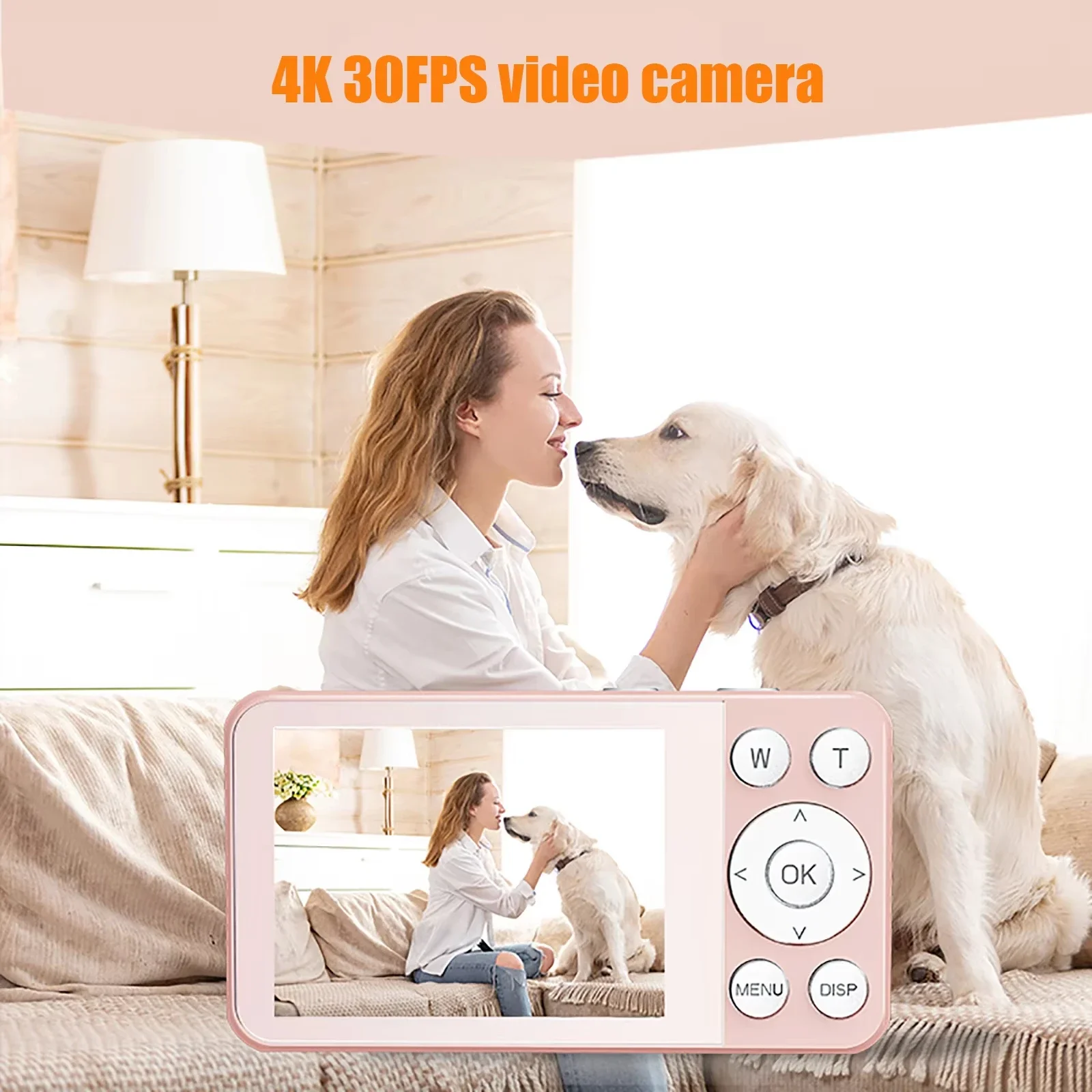 Appareil photo portable A56 4K 30FPS, caméra HD numérique, type C, 2000mAh, multi-filtre, photo, vidéo, caméscope pour enfants, mini appareil photo