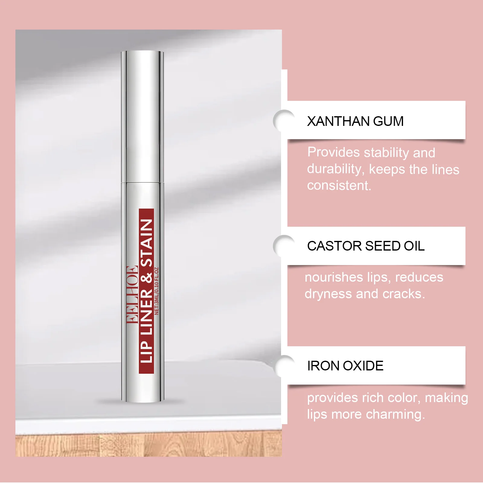 EELHOE-delineador de labios despegable, tatuaje, 3 colores, mate, resistente al agua, antiadherente, tinte de labios, delineador de labios de larga duración, cosméticos de maquillaje