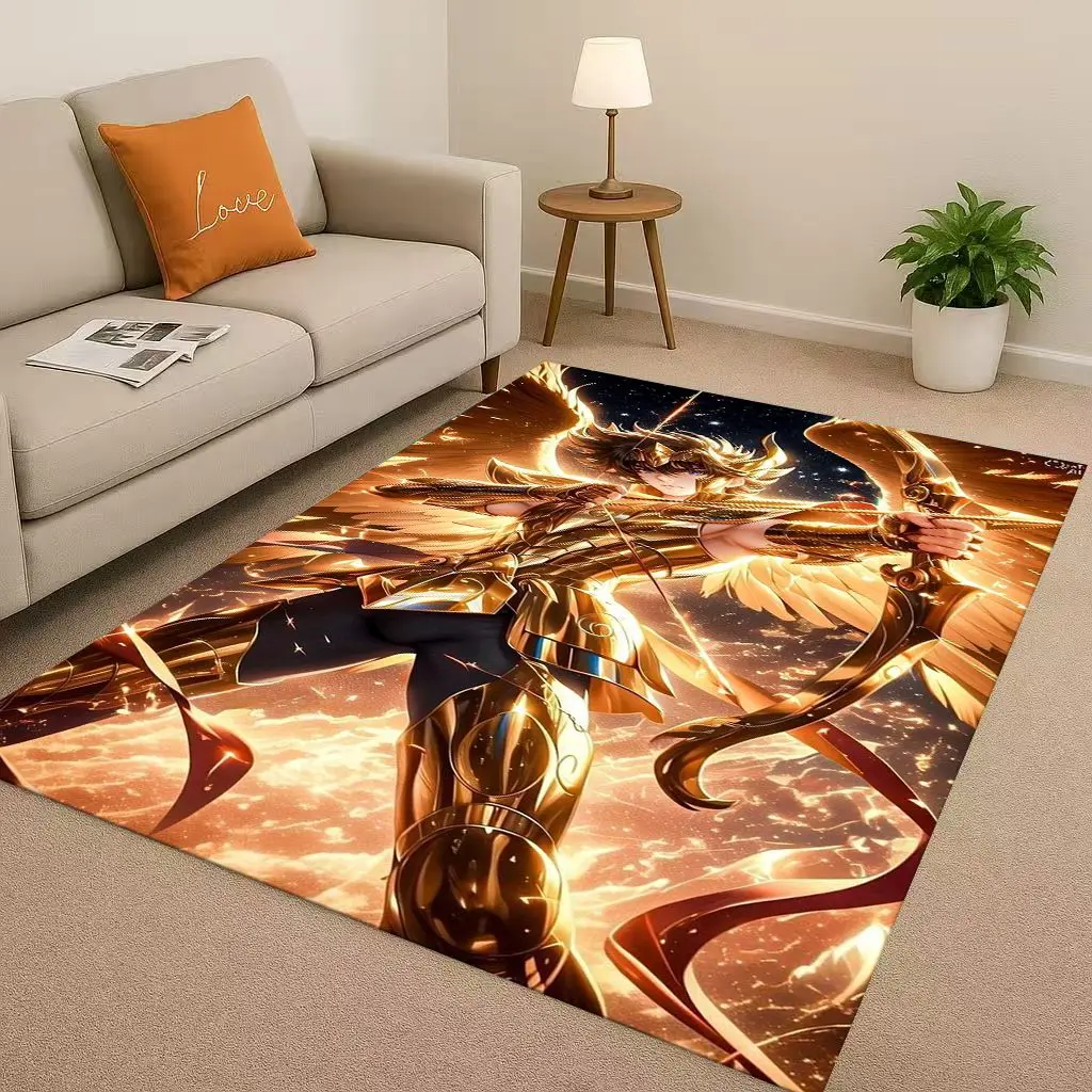 Retro Saint Seiya Shiryu Athena Cartoon Living Room Non-Slip Area Rug Carpet for Bedroom Sofa,Easy Clean Home Decor Doormat Kids