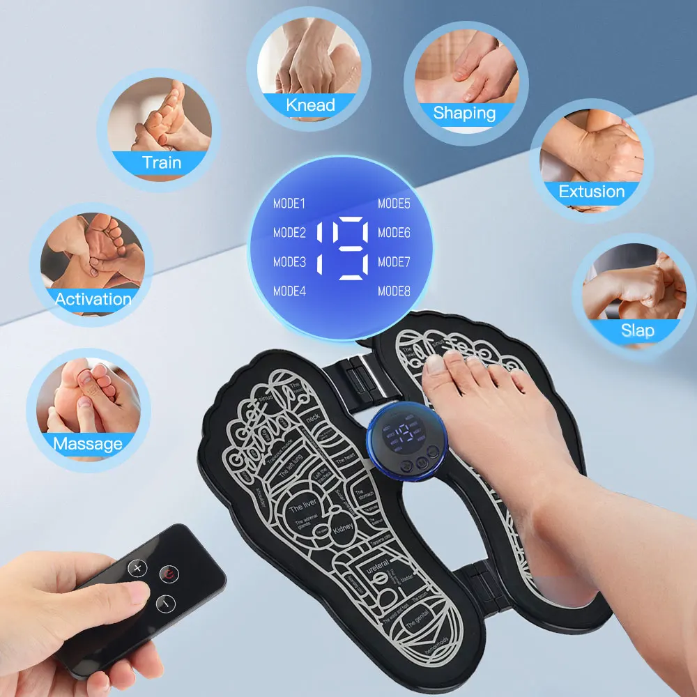 

EMS Foot Massager Pad Portable Foldable Massage Mat Pulse Muscle Stimulation Improve Blood Circulation Relief Pain Relax Feet