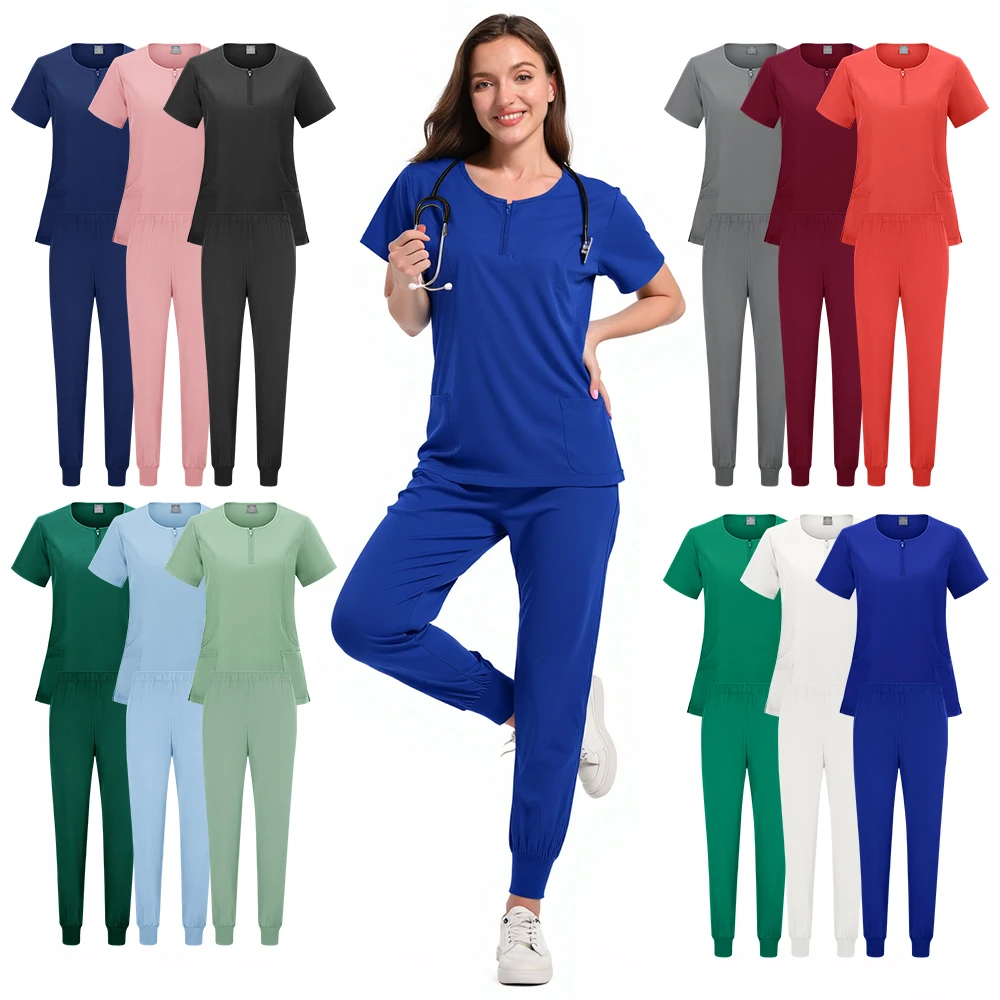 

Woman Surgical Uniforms Nursing Enfermeria Sets Top Pant Articles Medical Uniform Scrubs Clinical Beauty Salon hospital Suits