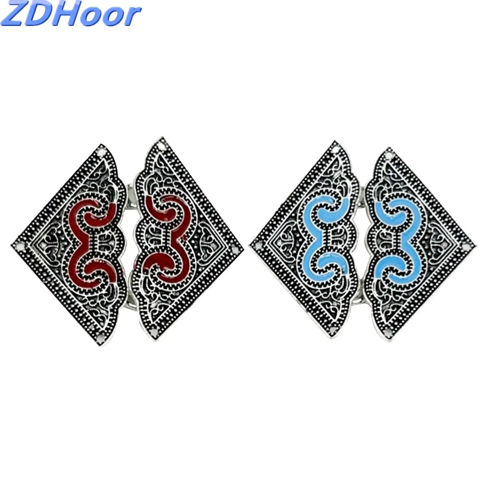 

Ethnic Style Alloy Paired Buckle Button for Tassel Vest Lapel Stage Performance Costumes Matching Favor