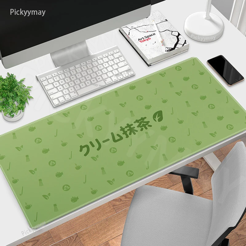 Imagem -02 - Matcha Grande Gaming Mousepad Tapete de Mesa Gamer Mousepad Arte de Guindaste de Papel Borda de Bloqueio Almofadas de Mesa de Escritório