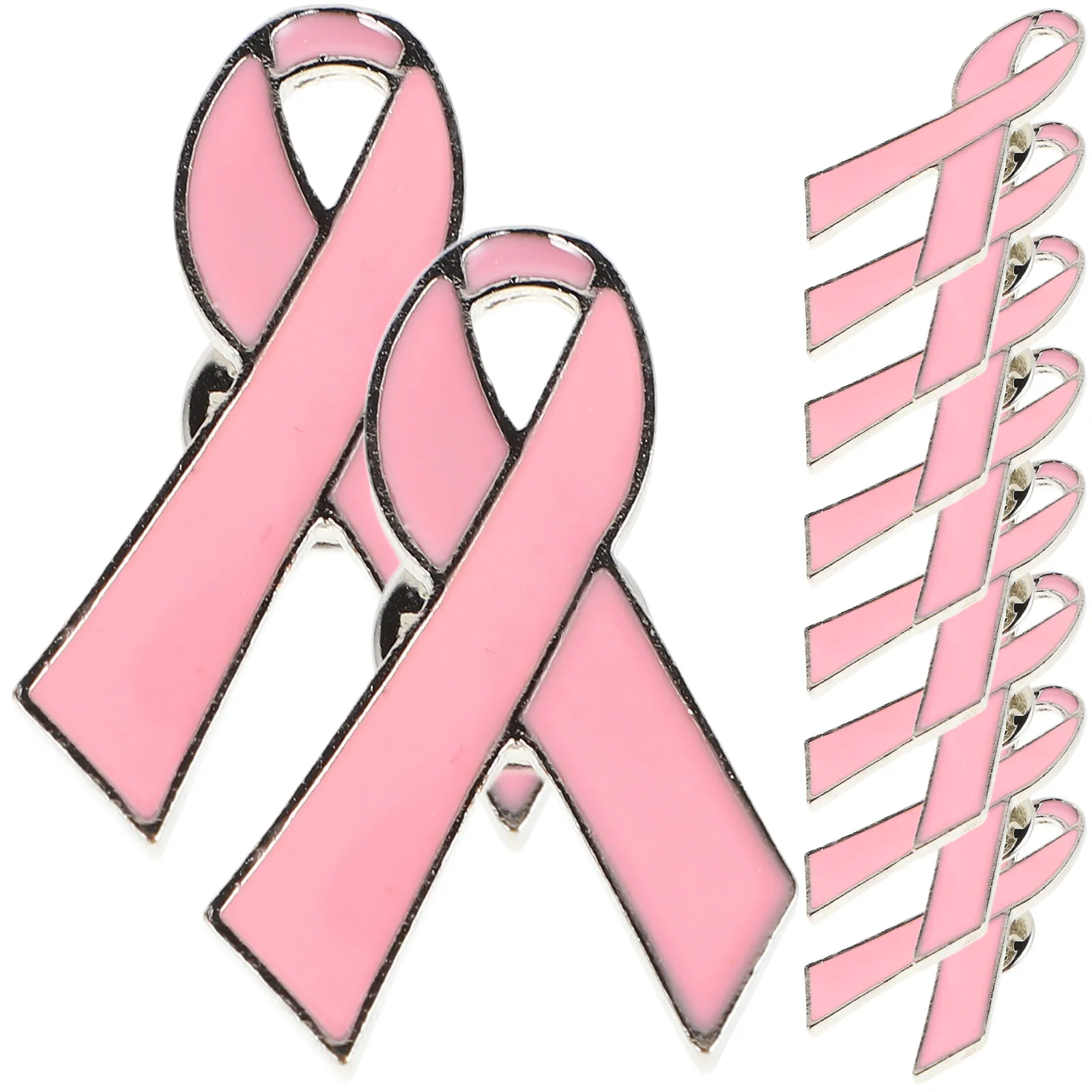 10pcs Pink Ribbon Breast Cancer Awareness Pins – Elegant Lapel Brooches for Women, Campaign Badge