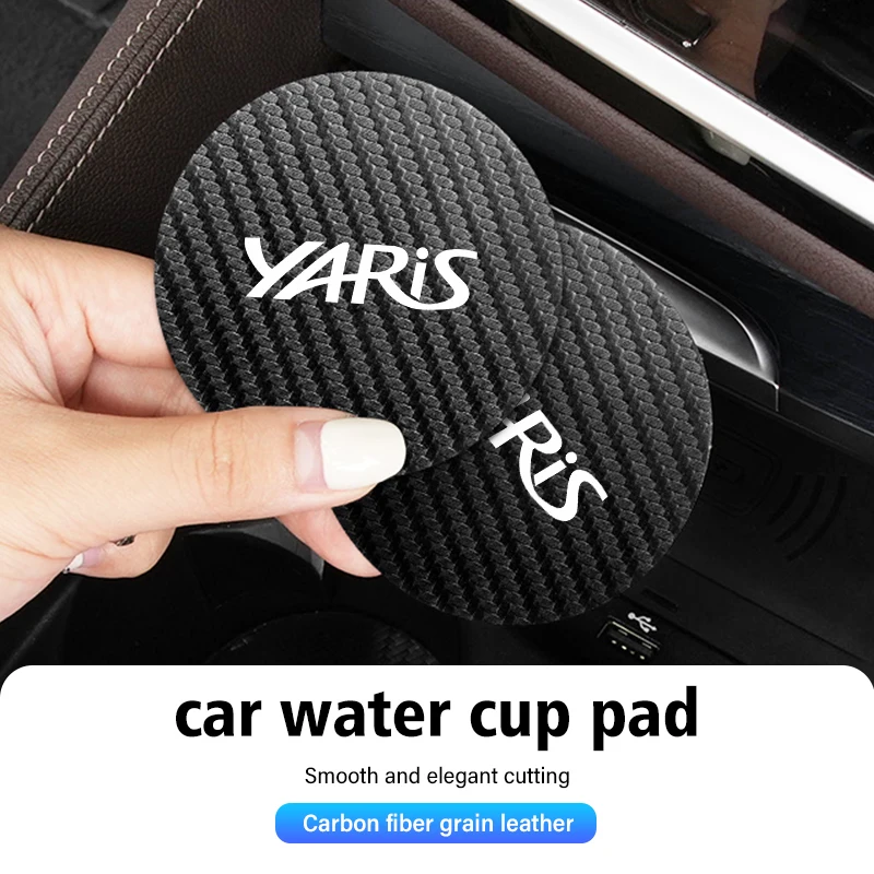 2pcs Car Coaster Carbon Water Cup Slot Non-Slip Pad Bottle Mat For Toyota 4Runner Verso Venza Highlander Aqua Vios Mirai Hilux