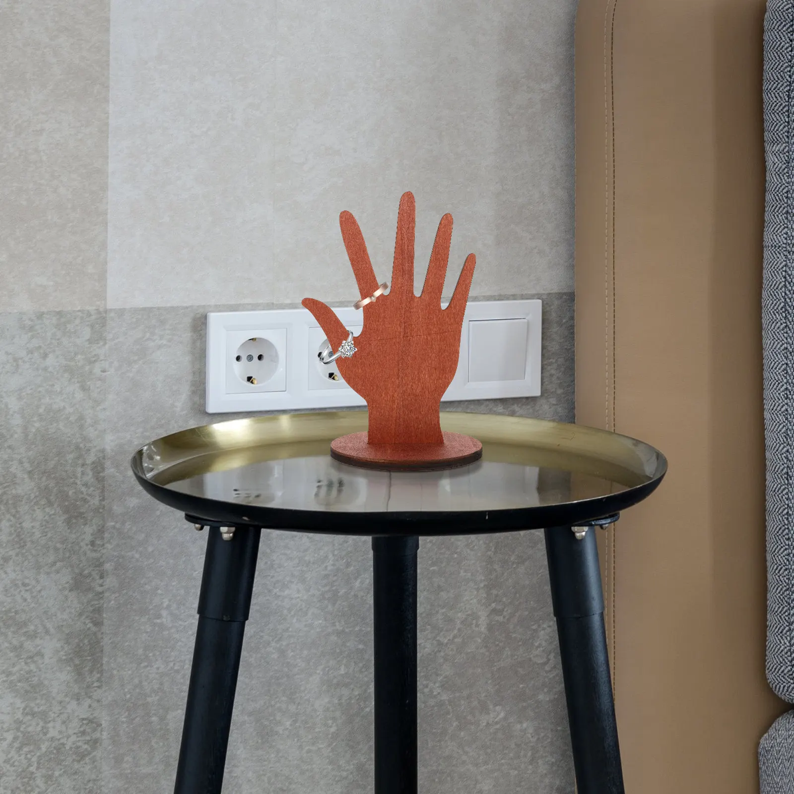 

Wooden Hand-Shaped Jewelry Holder Display Stand for Rings Bracelets Necklaces Desktop Decorative Organizer Home Office Store