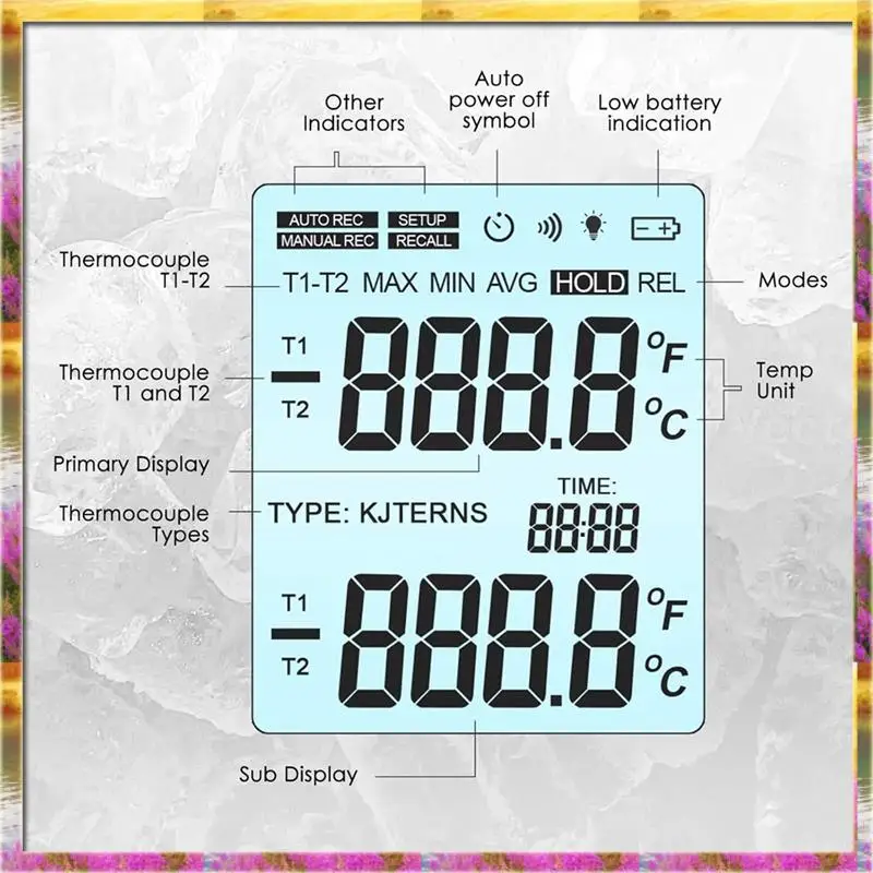 

ABSU Thermocouple Thermometer Digital K Type Thermometer With2 Temperature Clamp 2 Wired Thermocouple Probes