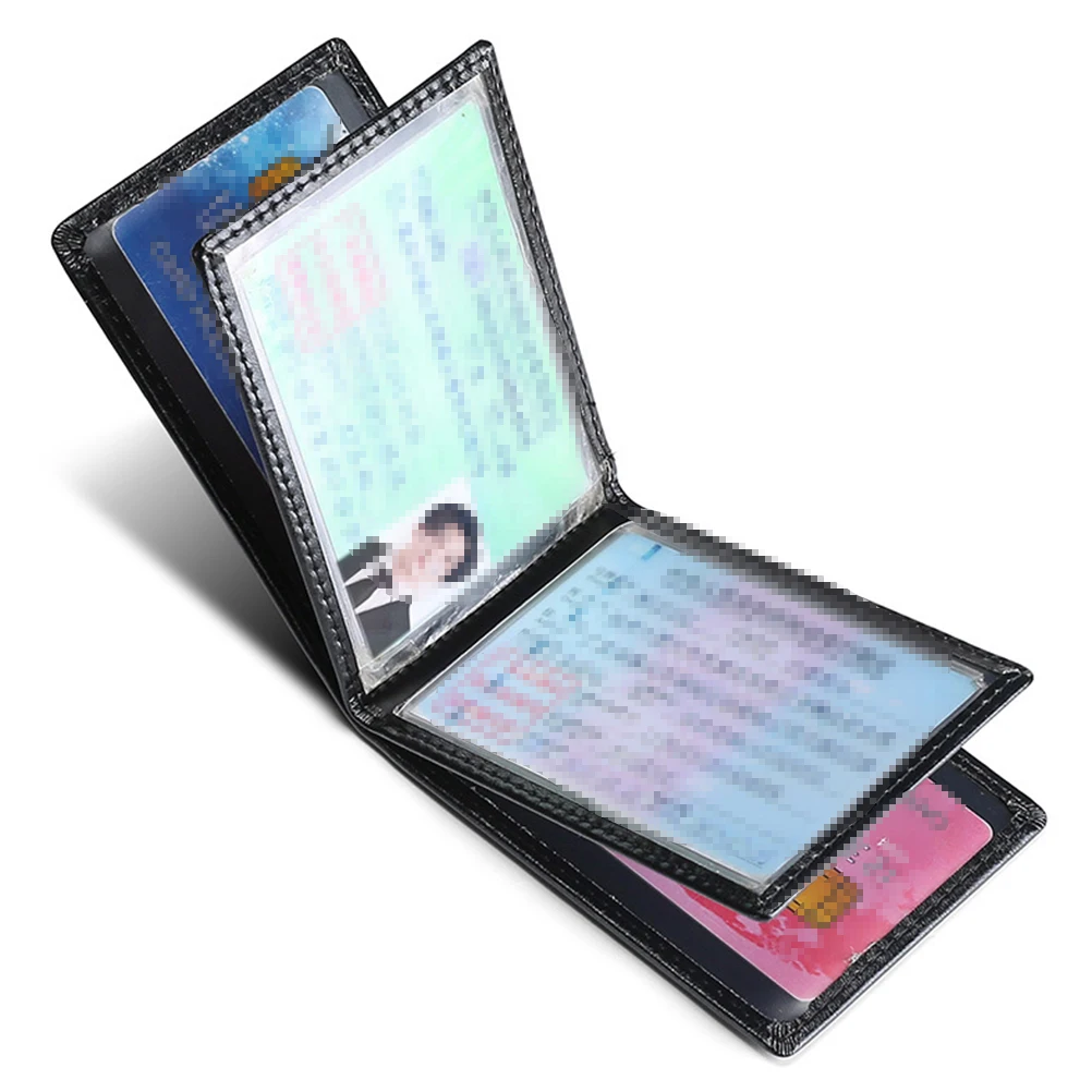 

1pc ID Folder Holder Black Leisure Wallet Simple Driver's License Leisure Wallet Case Passport Card Pocket Storage