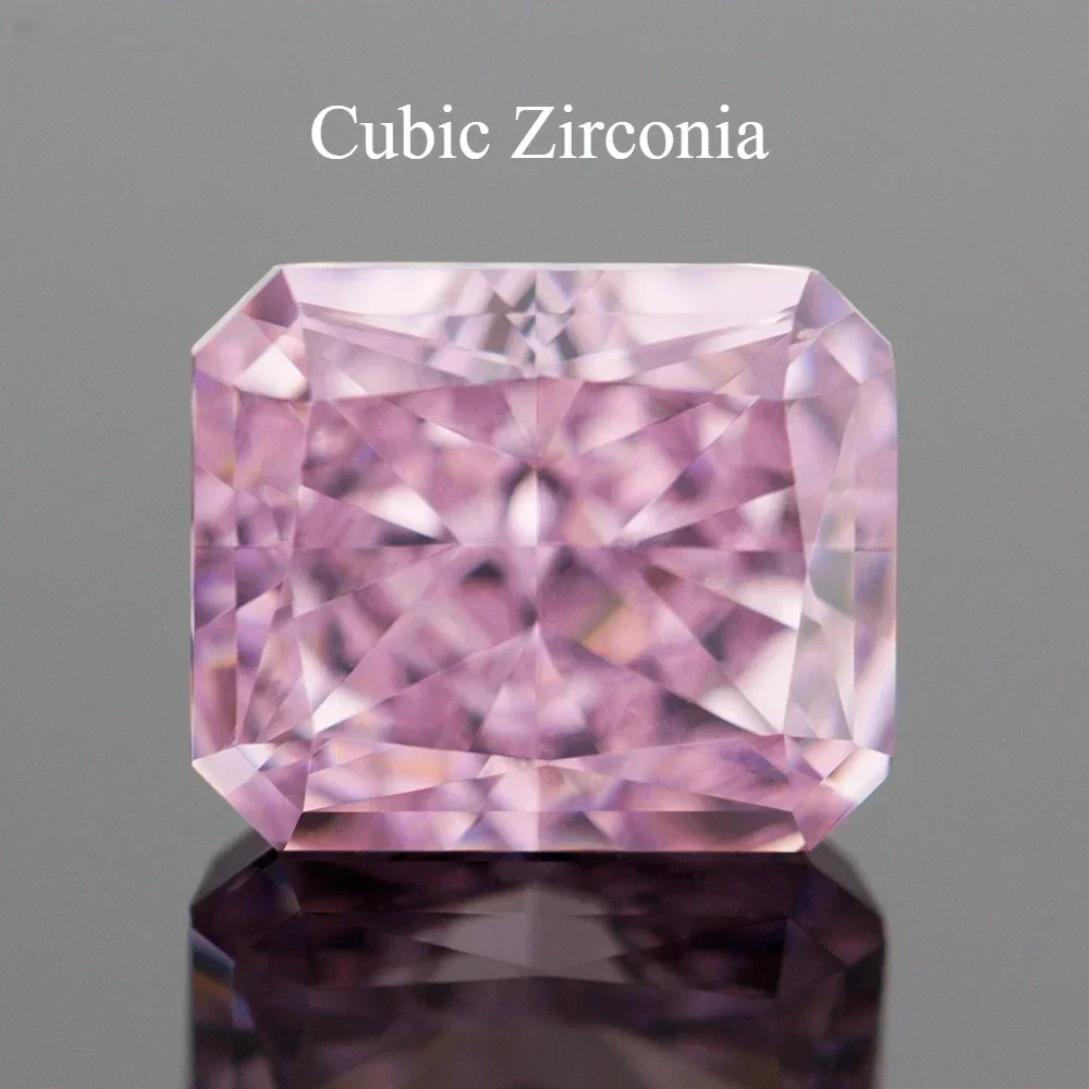 Cubic Zirconia Light Pink Radiant Shape 4k Crushed Ice Cut Loose Top Grade Synthetic Cz Gems High Quality For Jewelry Making