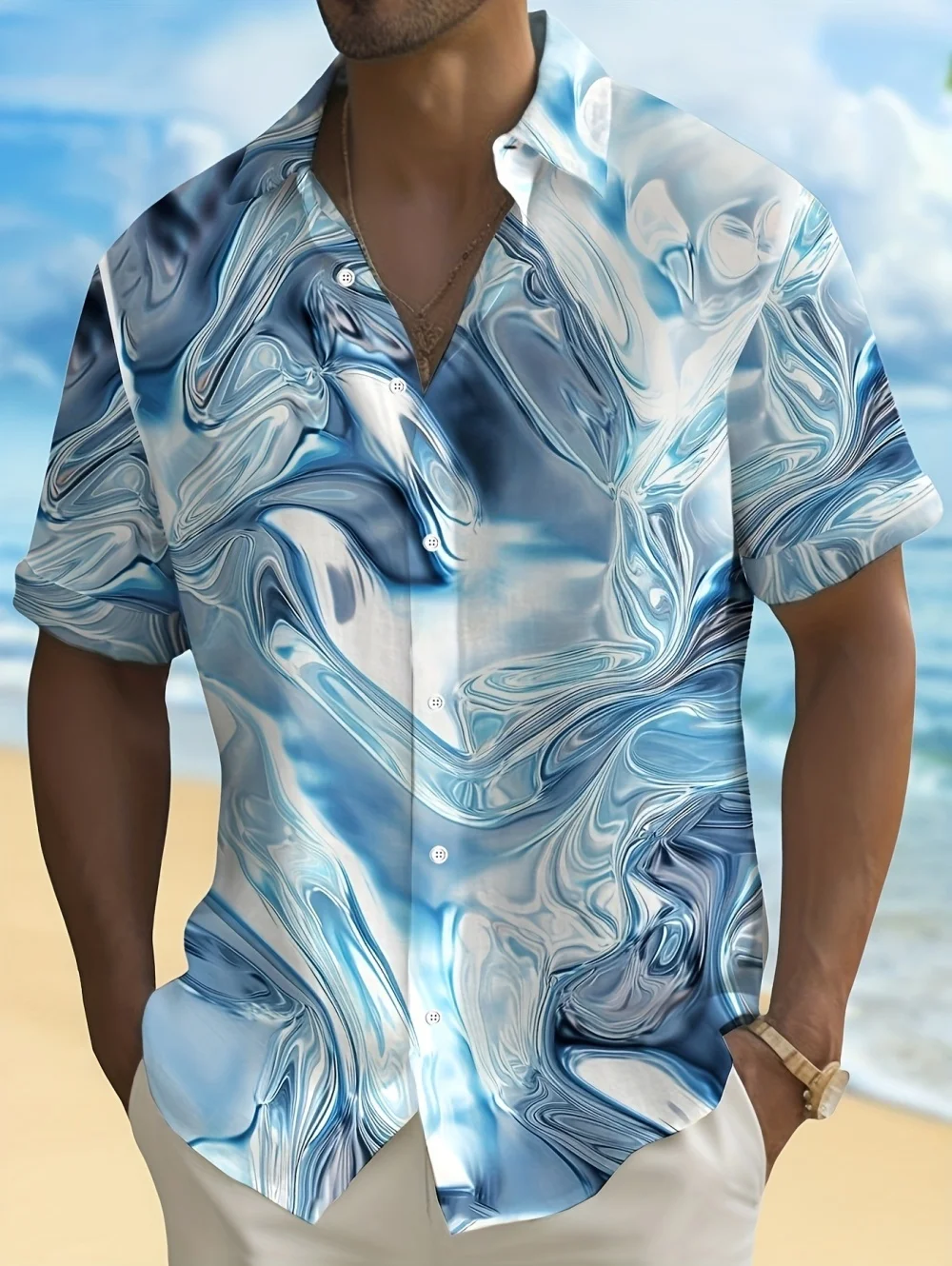 

Summer Men's Short-Sleeves Shirt 3D Retro Abstract Gradient Art Print Buttons Lapel Tops Casual Trendy Plus Size Shirts for Man
