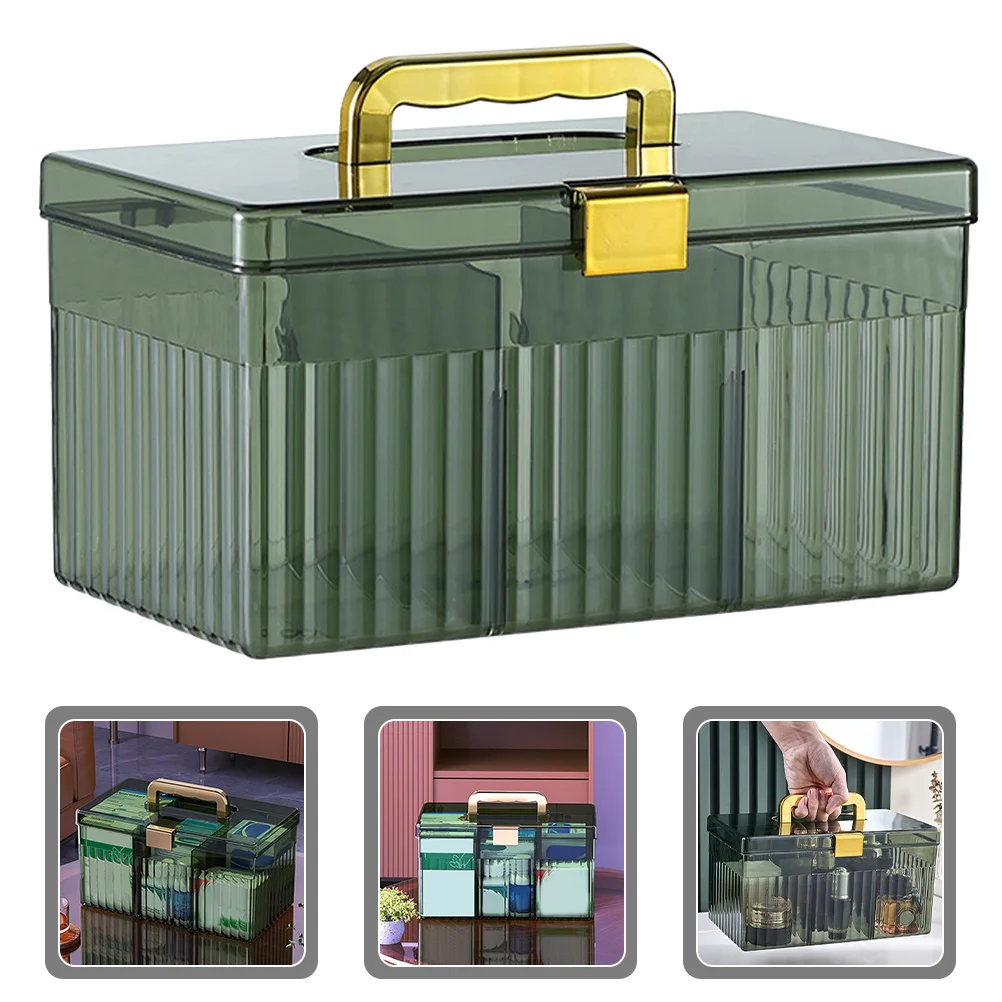 

Portable Medicine Case with Handle Large Capacity Sturdy Plastic Medication Organizer for Home Travel First Aid Storage Box