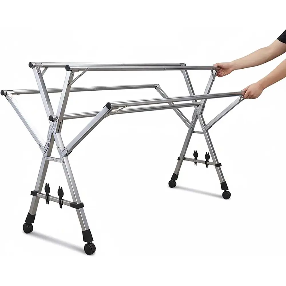 

Multi-Tier Folding Drying Rack, Portable Indoor Clothesline, Compact Laundry Hanger, Space-Saving Expandable Rack