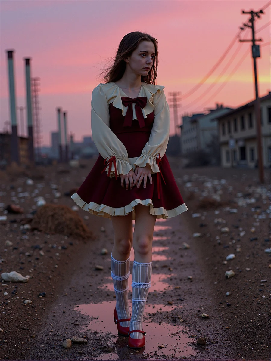 فستان نسائي للفتيات على الطراز الكوري أنيق بحافة منتفخة العيينة Broderie Anglaise بنمط فتحة تفاصيل متجددة الهواء وجيد التهوية