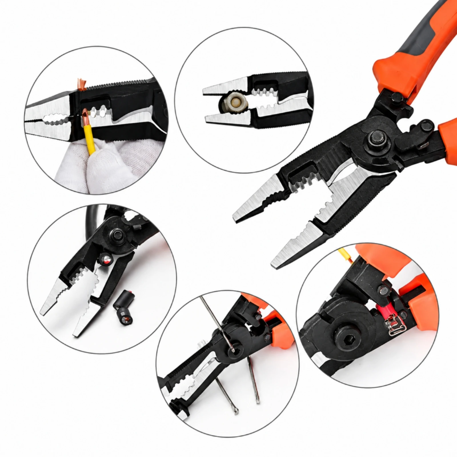 Multifunctional Electrician Plier Non-Slip Handle 8-Inch Electrical Plier Multifunction Electrician Tool Comfortable Grip