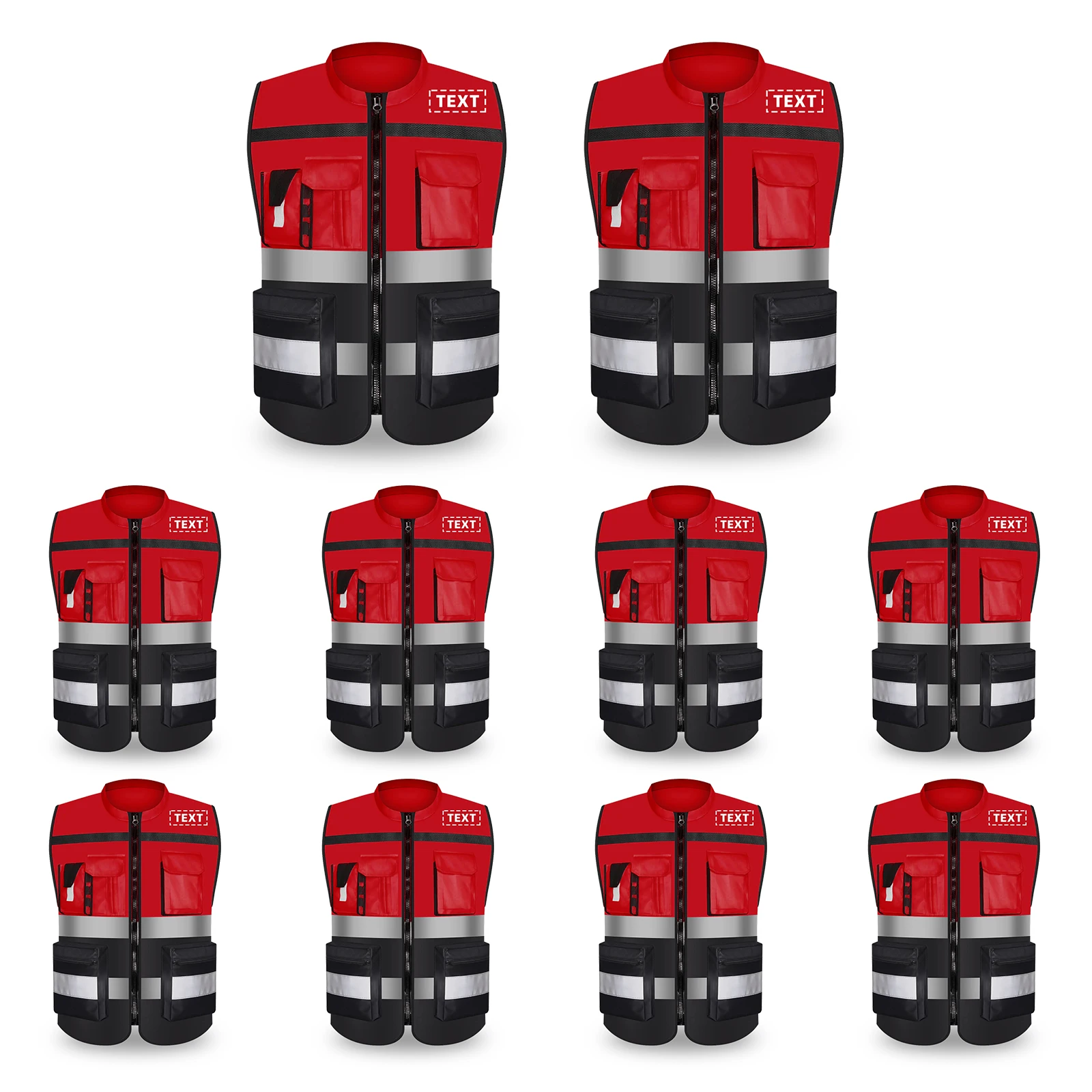 10 Pack Custom LOGO Safety Vest for Men Work Vest with Pockets and Zipper Safety Construction Two Tone Workwear Vest