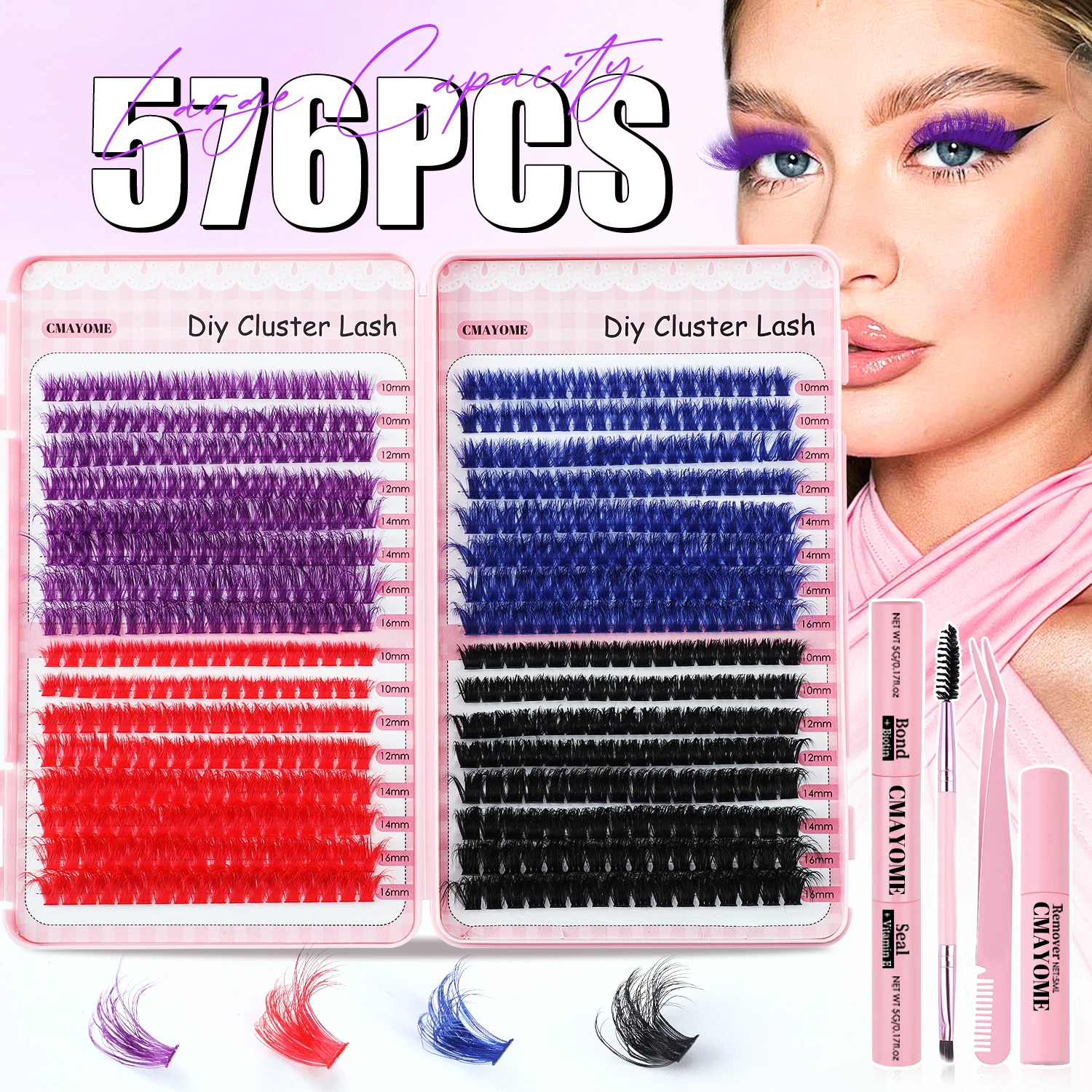 Colour Cluster Lashes extenstion DD Curl fluffy volume false Eyelashes set bond and seal remover kit Halloween cosplay makeup