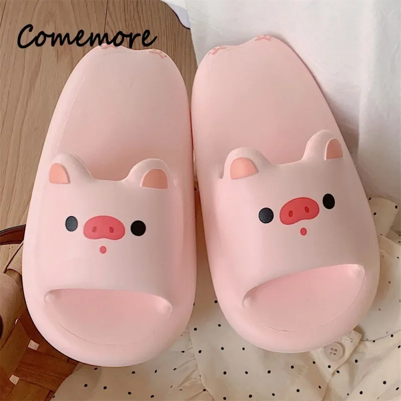 Comemore Ladies Home Women\'s Sandals Summer Cute Slippers Bear Cartoon Pig Shoes Indoor Bathroom Flip Flop Size 33 Casual 2022