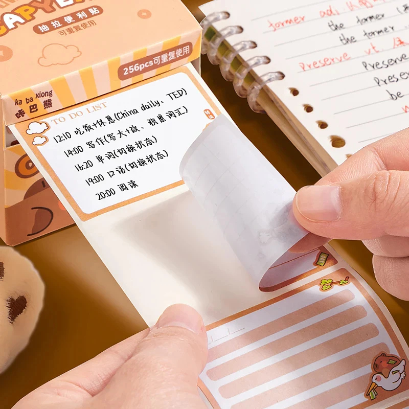 256 Sheets Cute Animal Self Adhesive Memo Pad Sticky Notes Bookmark Capybara Memo Sticker Paper For Student Office School Supply