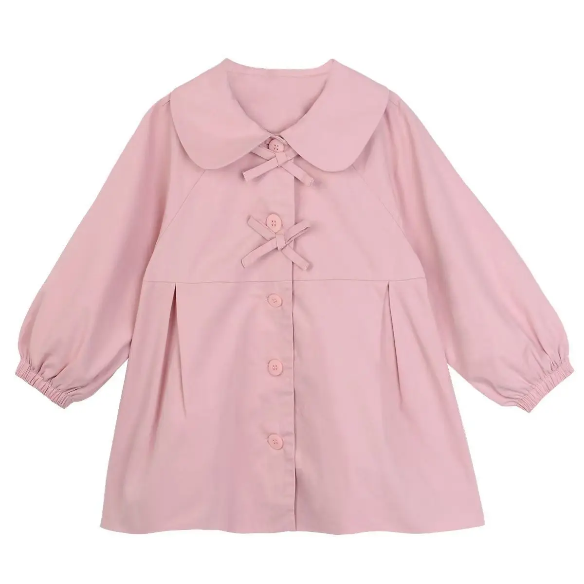 Chaqueta para niños primavera y otoño nuevo cuello de bebé Edición coreana abrigo con nudo de mariposa de Color sólido de moda medio a largo