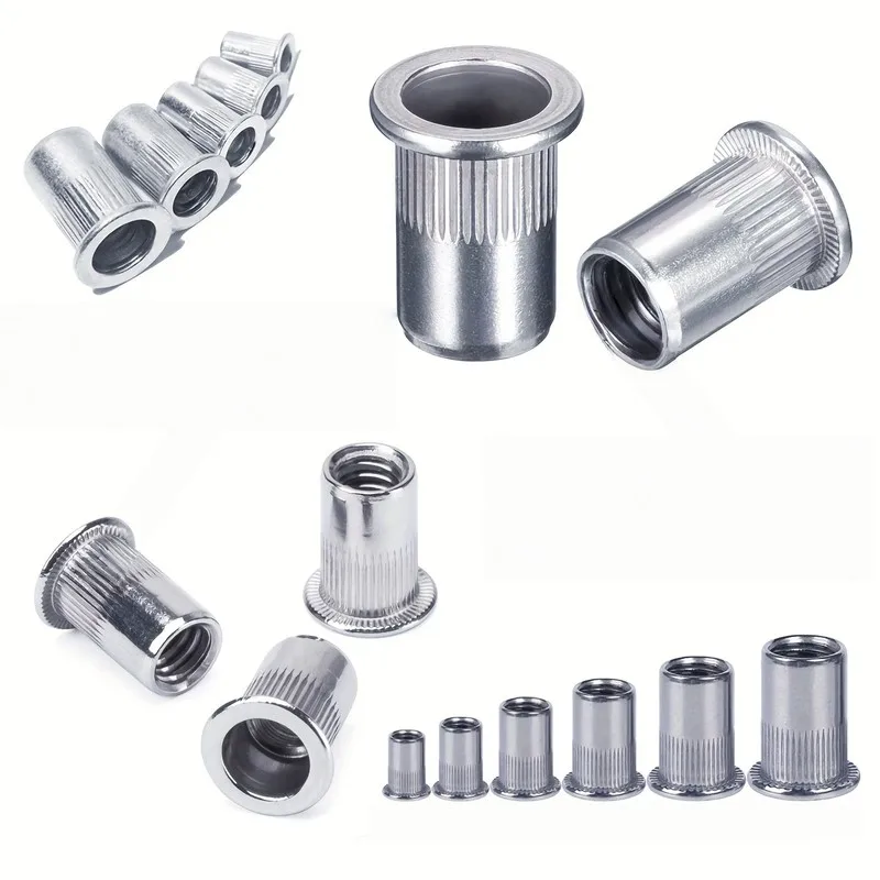 Secure Threaded Connection Knurled Rivet Nuts, 60 pcs M6, Industrial Fastening, Stainless Steel for Furniture Assembly