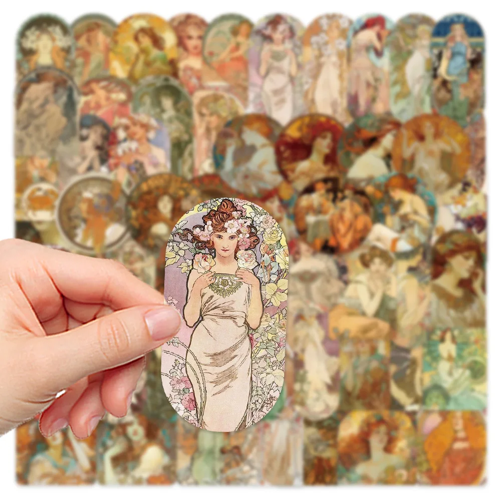 60 PCS\\SET Retro Rome Mucha Painting Renaissance Religious Vintage Art Goddess DIY Diary Scrapbooking Label Stationery Stickers