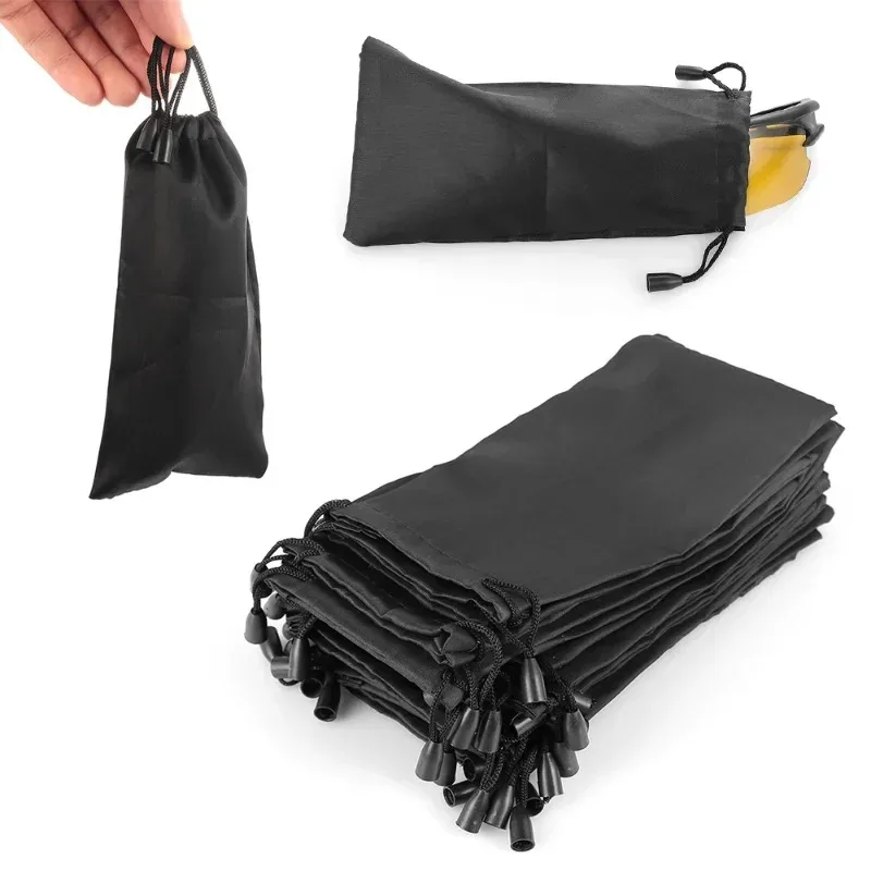 Waterproof Black Glasses Bag Dust Proof Drawstring Microfiber Sunglasses Pouches Large Capacity Portable Container Accessories