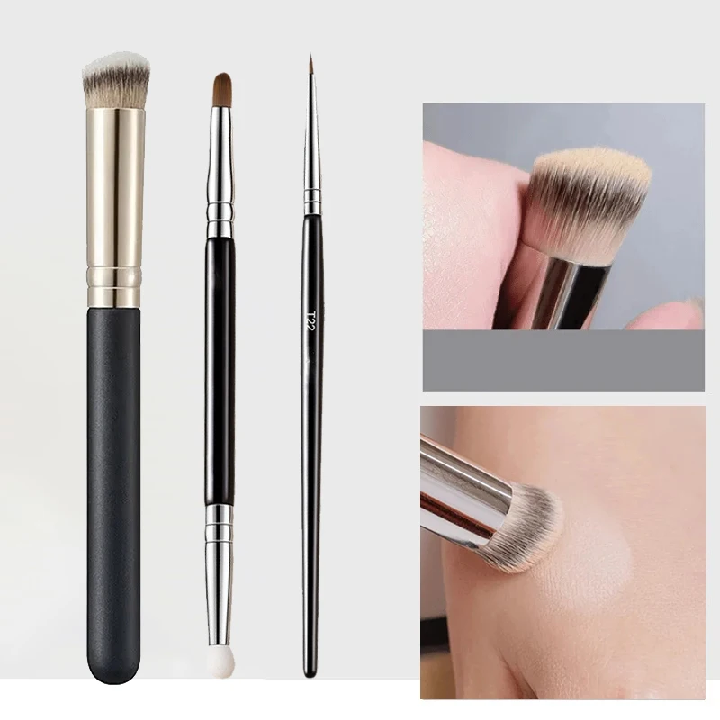 แปรงคอนซีลเลอร์รองพื้น1/3ชิ้นแปรงคอนทัวร์แบบพรีเมียมแปรงปัดแก้มเกลี่ยใต้ตาหนาแน่น kuas Rias สำหรับ