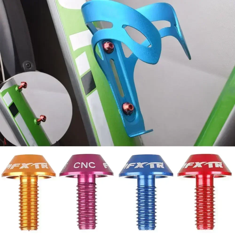 2Pcs/Set Colorful Aluminum Alloy Mountain Bike Water Bottle Holder Cage Screw Bolts M5x12mm Screw Durable Bicycle Accessories